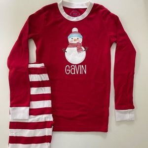 Personalized Holiday Pajamas, Name Gavin, Red/White Stripe, 2 piece, Size 12